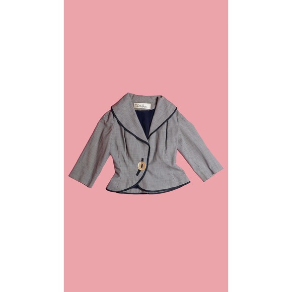1940s-1950s LILLI ANN HOUNDSTOOTH. Cropped Waist Jacket. Small. As Is - Picture 1 of 11
